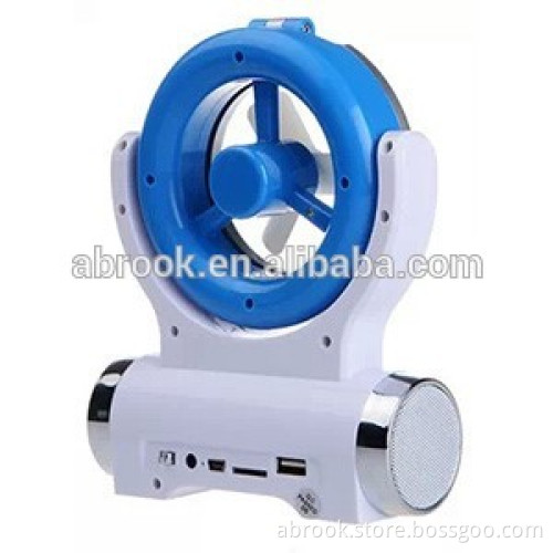 2014 fan+led lamp+speaker 3 in 1 chinese manual portable mini speaker rechargeable